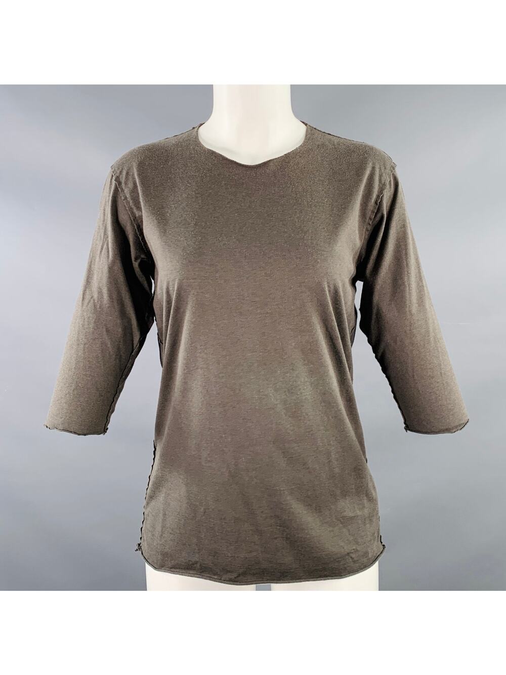 ATTACHMENT Size S Grey Charcoal Cotton Blend 3/4 Sleeves Casual Top